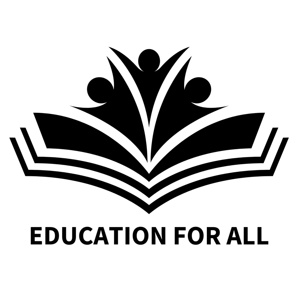 Logo de la ONG Education For All en blanco y negro